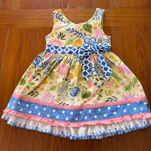 Matilda Jane Floral Kids Dress with Blue and Pink Accents - Size 18 - 24 mos.